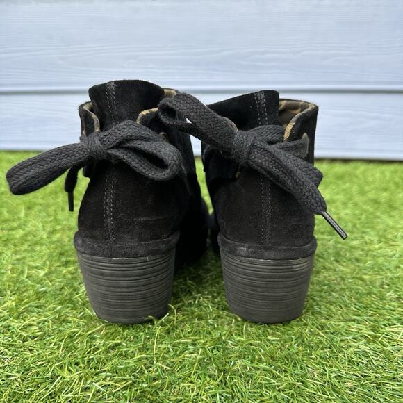 Fly London Boots Yebi‎ Womens Size 10 Black Suede Leather Wedge Booties - Picture 5 of 9